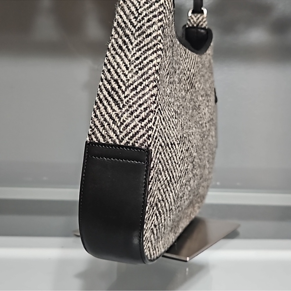Coach Tweed Girlie Boucle Hobo Shoulder Bag Gray Herringbone Wool Y2K coquette - Picture 14 of 14
